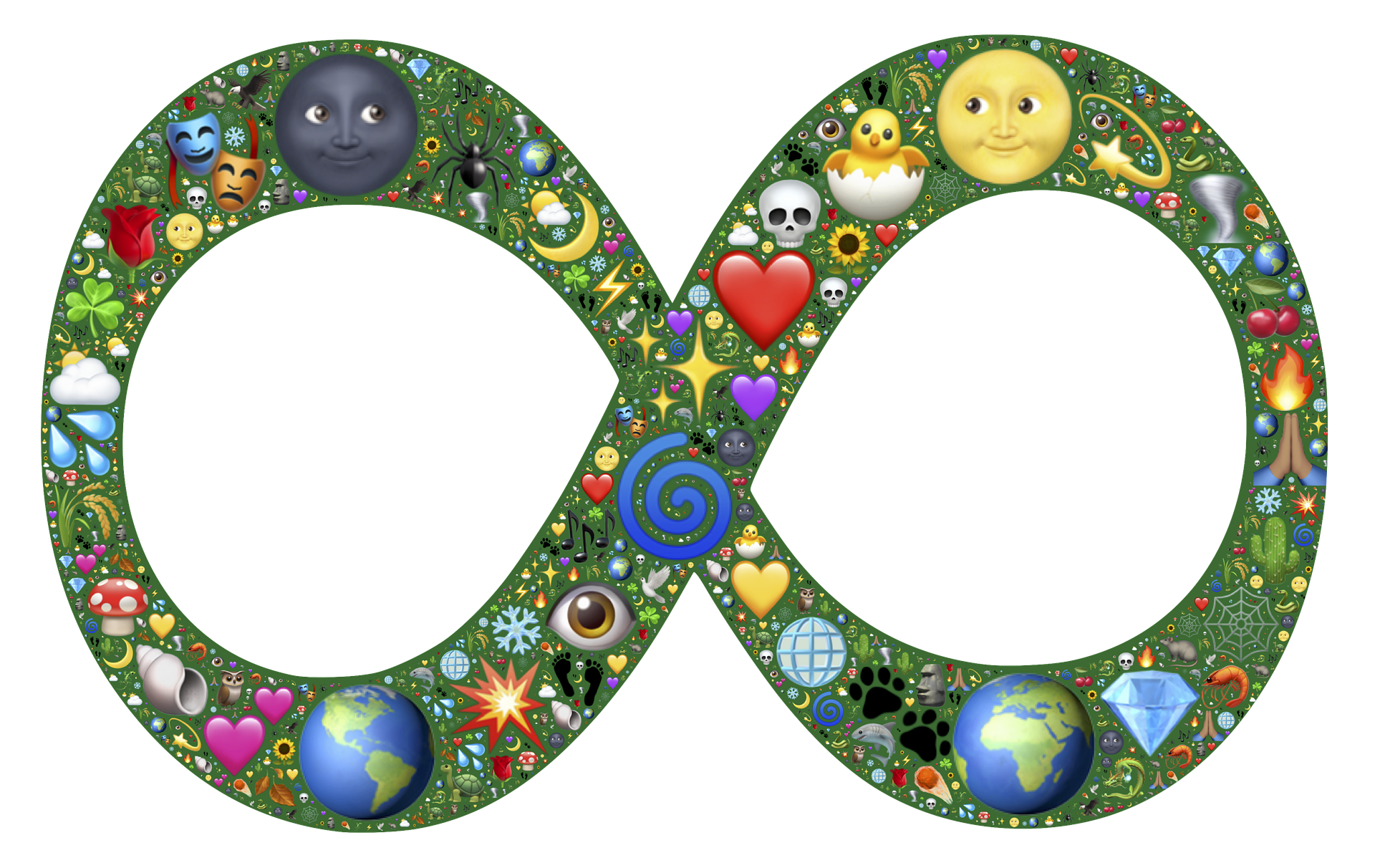 green infinity symbol with other symbols on it 