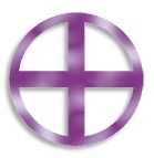 equalatral cross and circle in purple on white